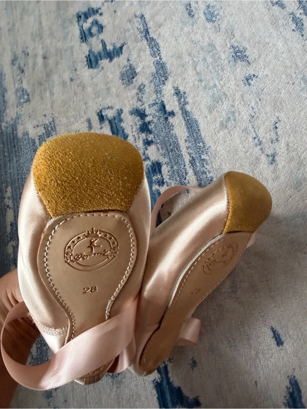 Children's Ballet Slippers in Blush with Yellow Accents - Unbranded
